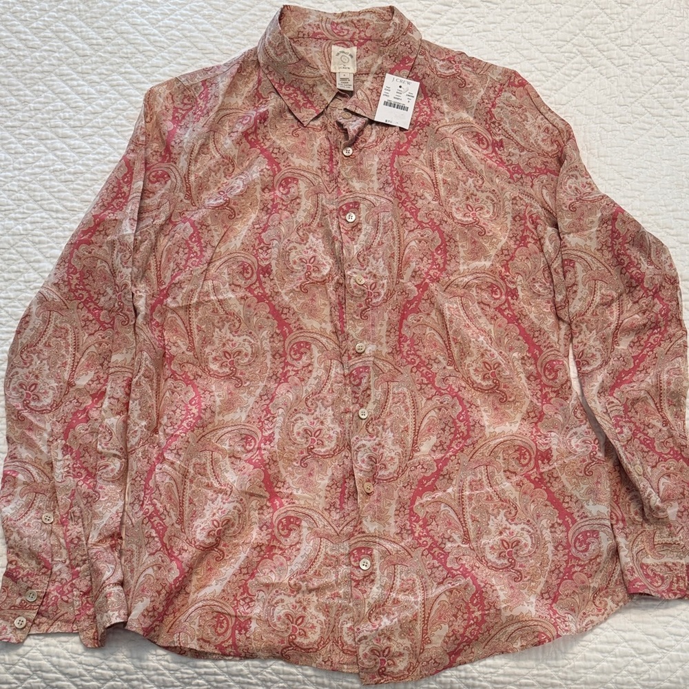 J. Crew Paisley Button-Front Shirt in Rose and Tan